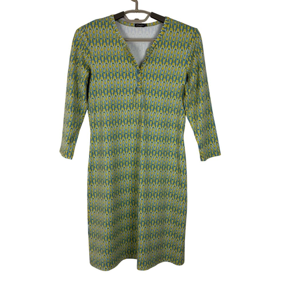 J. McLaughlin Catalina Cloth Jersey Knit Dress Chain Link Print Small preppy